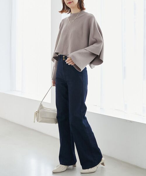 MAJESTIC LEGON（マジェスティックレゴン）の「ハイネックケープセットニット（ニット/セーター・レディース・アイボリー/ブラック/グレー/モカ・MEDIUM）」の14枚目の写真