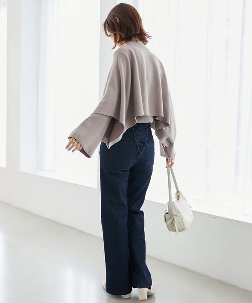 MAJESTIC LEGON（マジェスティックレゴン）の「ハイネックケープセットニット（ニット/セーター・レディース・アイボリー/ブラック/グレー/モカ・MEDIUM）」の15枚目の写真