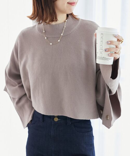 MAJESTIC LEGON（マジェスティックレゴン）の「ハイネックケープセットニット（ニット/セーター・レディース・アイボリー/ブラック/グレー/モカ・MEDIUM）」の16枚目の写真