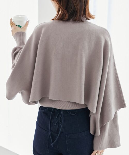 MAJESTIC LEGON（マジェスティックレゴン）の「ハイネックケープセットニット（ニット/セーター・レディース・アイボリー/ブラック/グレー/モカ・MEDIUM）」の18枚目の写真