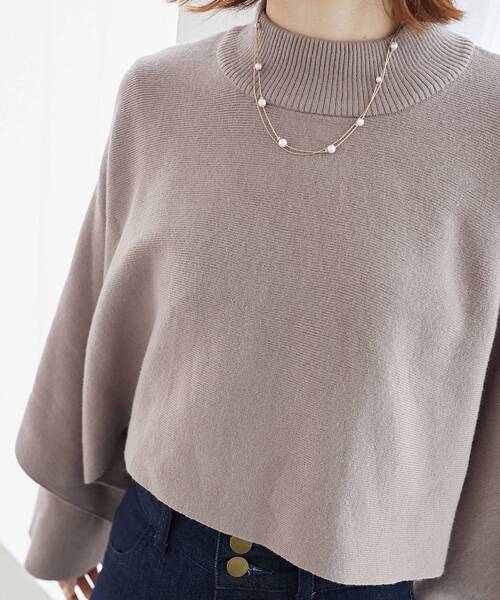 MAJESTIC LEGON（マジェスティックレゴン）の「ハイネックケープセットニット（ニット/セーター・レディース・アイボリー/ブラック/グレー/モカ・MEDIUM）」の19枚目の写真