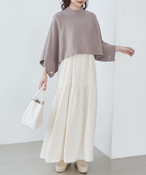 MAJESTIC LEGON（マジェスティックレゴン）の「ハイネックケープセットニット（ニット/セーター・レディース・アイボリー/ブラック/グレー/モカ・MEDIUM）」の22枚目の写真