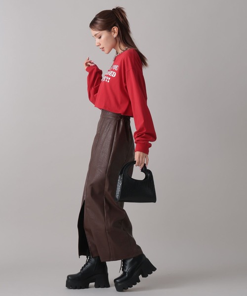 セール】【2024FW】フェイクレザージップスカート（スカート