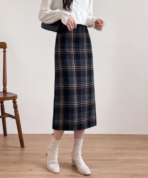 ABITOKYO（アビトーキョー）の「バックスリットチェックスカート（スカート・レディース・ライトベージュ/モカ/グレー/ベージュ・S/M）」の11枚目の写真