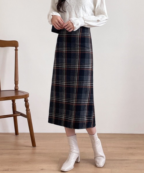 ABITOKYO（アビトーキョー）の「バックスリットチェックスカート（スカート・レディース・ライトベージュ/モカ/グレー/ベージュ・S/M）」の12枚目の写真