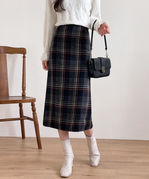 ABITOKYO（アビトーキョー）の「バックスリットチェックスカート（スカート・レディース・ライトベージュ/モカ/グレー/ベージュ・S/M）」の13枚目の写真