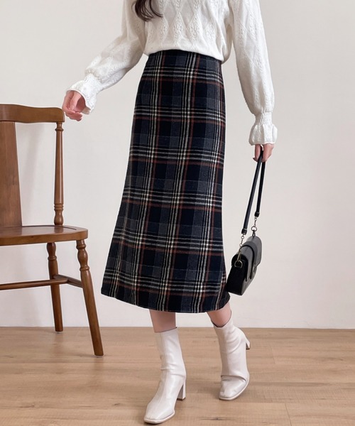 ABITOKYO（アビトーキョー）の「バックスリットチェックスカート（スカート・レディース・ライトベージュ/モカ/グレー/ベージュ・S/M）」の14枚目の写真