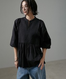 【WEB限定】ヨーク刺繍チュニックブラウス/シャツ