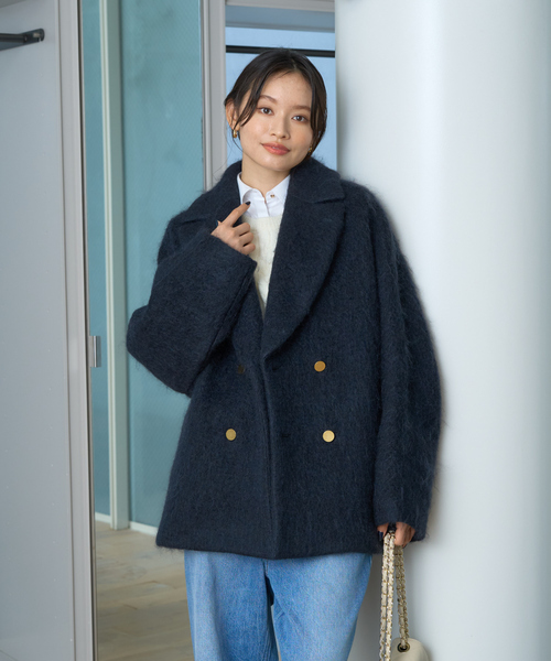 Rouge vif（ルージュヴィフ）の「モヘアシャギーピーコート（ピーコート・レディース・チャコールグレー/ネイビー・38/36）」の6枚目の写真