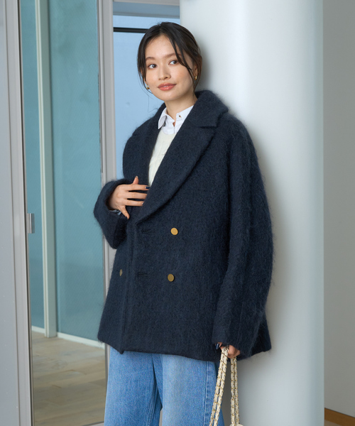 Rouge vif（ルージュヴィフ）の「モヘアシャギーピーコート（ピーコート・レディース・チャコールグレー/ネイビー・38/36）」の7枚目の写真