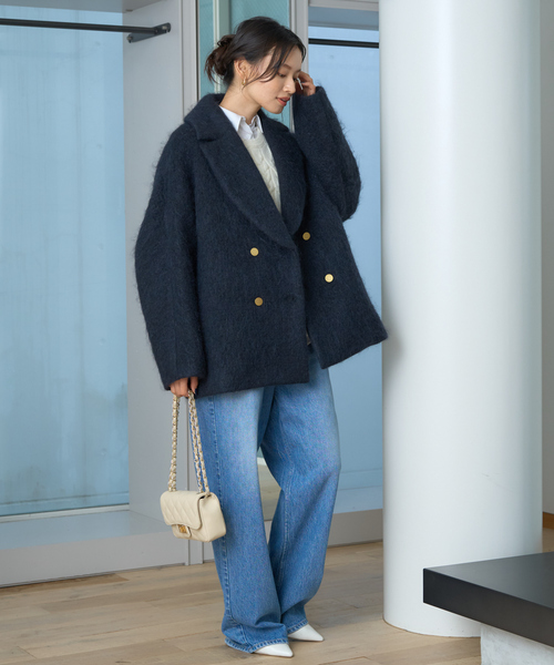 Rouge vif（ルージュヴィフ）の「モヘアシャギーピーコート（ピーコート・レディース・チャコールグレー/ネイビー・38/36）」の14枚目の写真