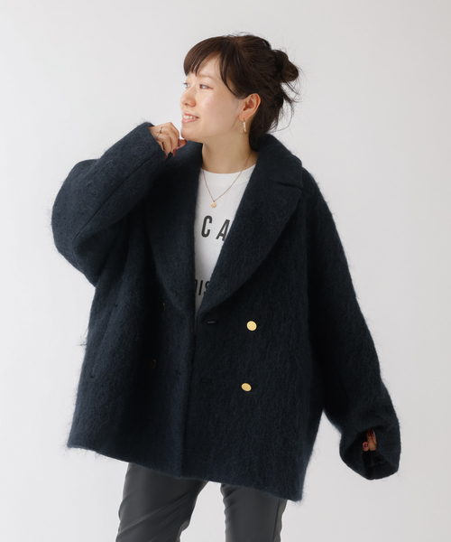 Rouge vif（ルージュヴィフ）の「モヘアシャギーピーコート（ピーコート・レディース・チャコールグレー/ネイビー・38/36）」の17枚目の写真