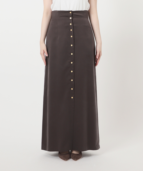 Noble(ノーブル)の「フロントボタンフィブリルスカート(スカート・レディース・ブラウン/ベージュ・38/36/34)」の19枚目の写真