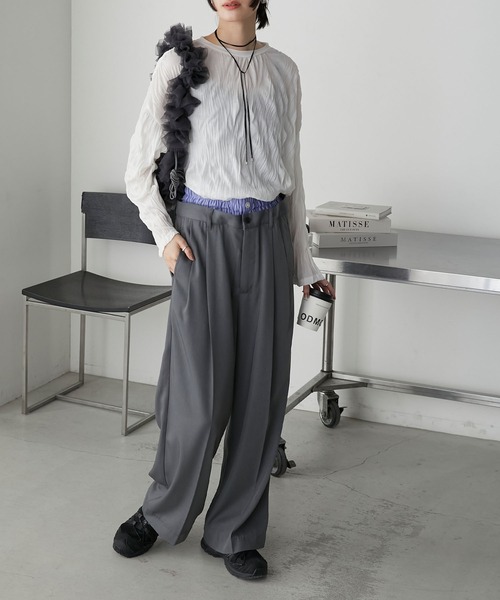 forksy.（フォルクシー）の「【forksy.】ワッシャー加工サイドスリットシアーロンT（Tシャツ/カットソー・レディース・ブラック/オフホワイト/ブルー・FREE）」の15枚目の写真