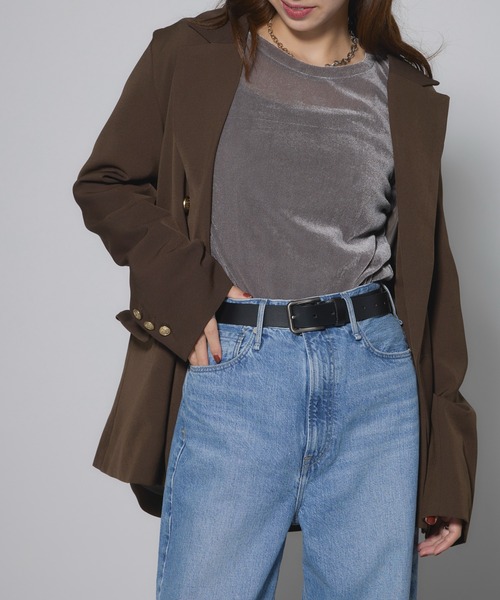 MAISON BREEZE(メゾンブリーズ)の「【MAISON BREEZE】sheer velour tops シアーベロアトップス(Tシャツ/カットソー・レディース・アイボリー/オリーブ/グレー/モカ/ブラック・FREE)」の11枚目の写真