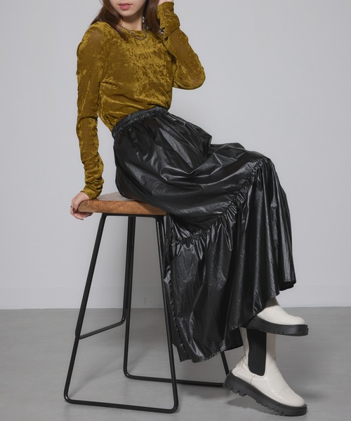 MAISON BREEZE(メゾンブリーズ)の「【MAISON BREEZE】sheer velour tops シアーベロアトップス(Tシャツ/カットソー・レディース・アイボリー/オリーブ/グレー/モカ/ブラック・FREE)」の22枚目の写真