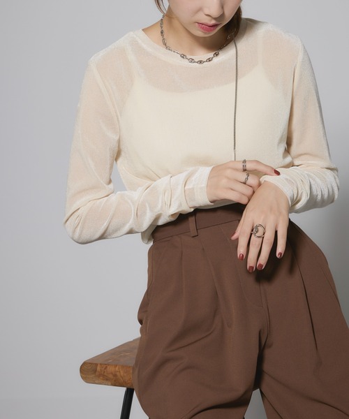 セール】【MAISON BREEZE】sheer velour tops シアーベロアトップス（T