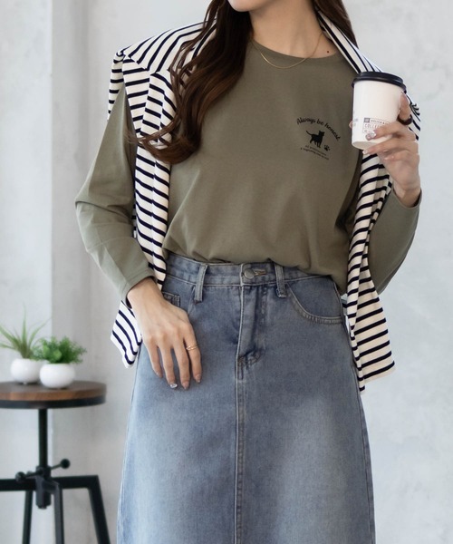 NAVY(ネイビー)の「NAVY ネコプリントロンT(Tシャツ/カットソー・レディース・ブラック/オリーブ/ホワイト・M/L)」の13枚目の写真