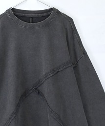 おしゃれスタ（オシャレスタ）の「sulfur dyeing cut off switching hard wash sweat shirt/硫化染め カットオフ 切り替えスウェットシャツ（スウェット）」