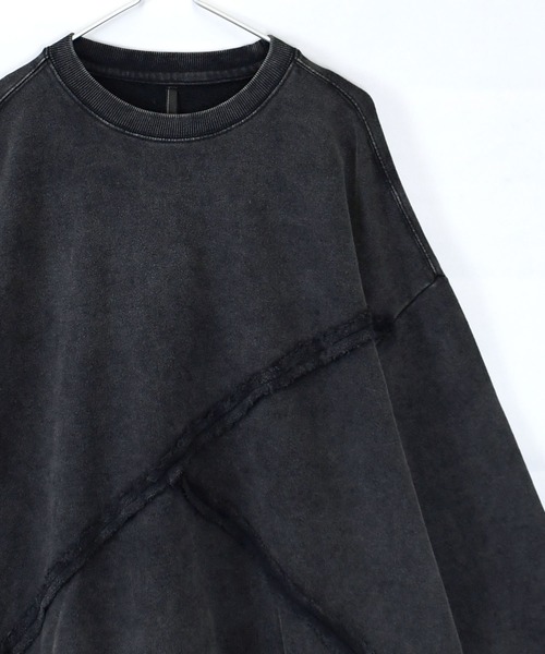 【セール】sulfur dyeing cut off switching hard wash sweat shirt/硫化染め カットオフ 切り替えスウェットシャツ（スウェット）｜HALHAM（ハルハム）