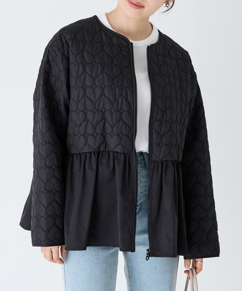 ハートキルティング ペプラムショートブルゾン（ブルゾン）｜INCEDE（インシード）