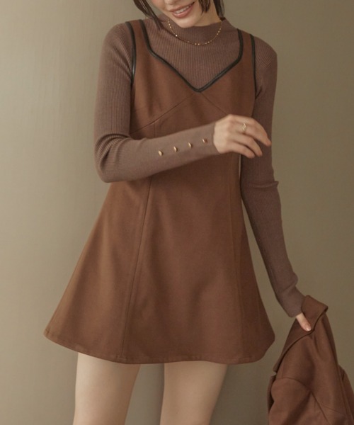 andmary ミオミニワンピース 新品 Betty frill mini dress｜beige