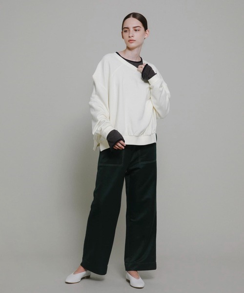 LAATO（ラート）の「anchor shoulder sweat（Tシャツ/カットソー・レディース・アイボリー/ダークグレー・FREE）」の4枚目の写真