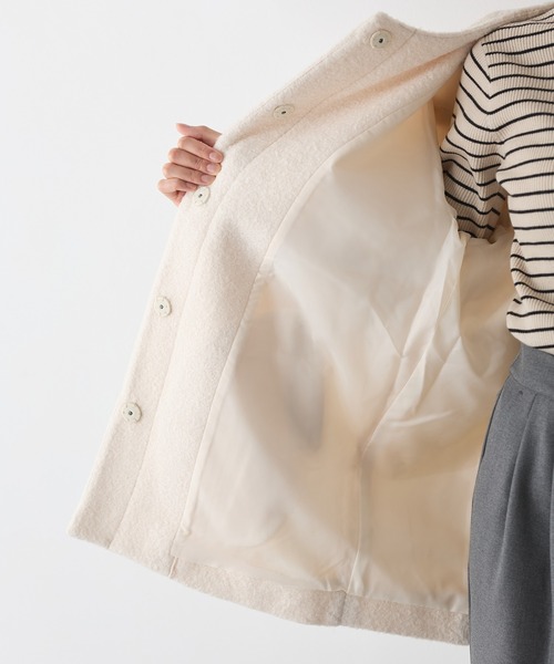 Honeys(ハニーズ)の「【抗菌防臭・静電気軽減】ノーカラーコクーンコート(ノーカラーコート・レディース・ネイビー/チャコール/ベージュ/アイボリー・S/M/L/LL)」の14枚目の写真