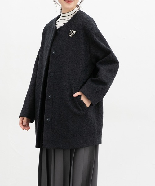 Honeys(ハニーズ)の「【抗菌防臭・静電気軽減】ノーカラーコクーンコート(ノーカラーコート・レディース・ネイビー/チャコール/ベージュ/アイボリー・S/M/L/LL)」の16枚目の写真