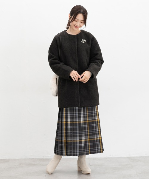 Honeys(ハニーズ)の「【抗菌防臭・静電気軽減】ノーカラーコクーンコート(ノーカラーコート・レディース・ネイビー/チャコール/ベージュ/アイボリー・S/M/L/LL)」の21枚目の写真