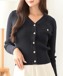 Julia Boutique | ゴールドボタンVネックニットカーディガン(カーディガン/ボレロ)