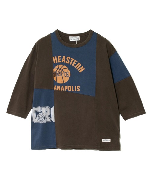 CUBE SUGAR（キューブシュガー）の「CUBE SUGAR/キューブシュガー　20/-天竺パウダー加工７分袖リメイク風切替TEE（Tシャツ/カットソー・レディース・パープル/その他1/チャコールグレー・FREE）」の2枚目の写真