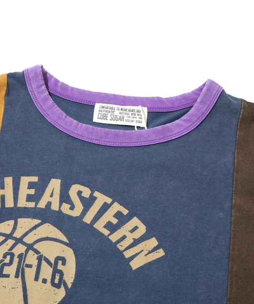 CUBE SUGAR（キューブシュガー）の「CUBE SUGAR/キューブシュガー　20/-天竺パウダー加工７分袖リメイク風切替TEE（Tシャツ/カットソー・レディース・パープル/その他1/チャコールグレー・FREE）」の5枚目の写真