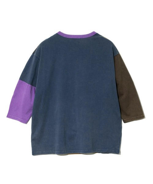 CUBE SUGAR（キューブシュガー）の「CUBE SUGAR/キューブシュガー　20/-天竺パウダー加工７分袖リメイク風切替TEE（Tシャツ/カットソー・レディース・パープル/その他1/チャコールグレー・FREE）」の10枚目の写真