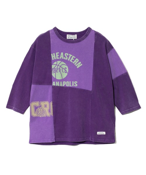 CUBE SUGAR（キューブシュガー）の「CUBE SUGAR/キューブシュガー　20/-天竺パウダー加工７分袖リメイク風切替TEE（Tシャツ/カットソー・レディース・パープル/その他1/チャコールグレー・FREE）」の13枚目の写真
