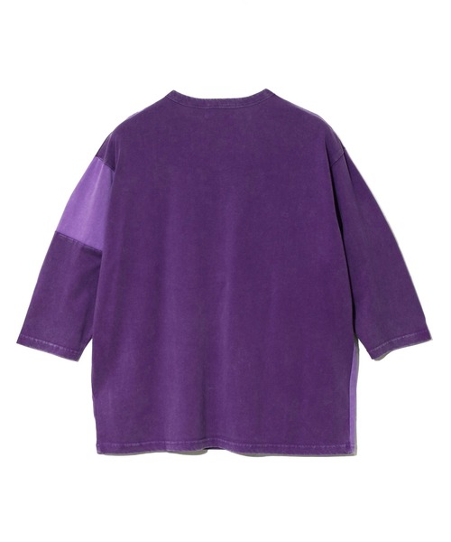 CUBE SUGAR（キューブシュガー）の「CUBE SUGAR/キューブシュガー　20/-天竺パウダー加工７分袖リメイク風切替TEE（Tシャツ/カットソー・レディース・パープル/その他1/チャコールグレー・FREE）」の14枚目の写真