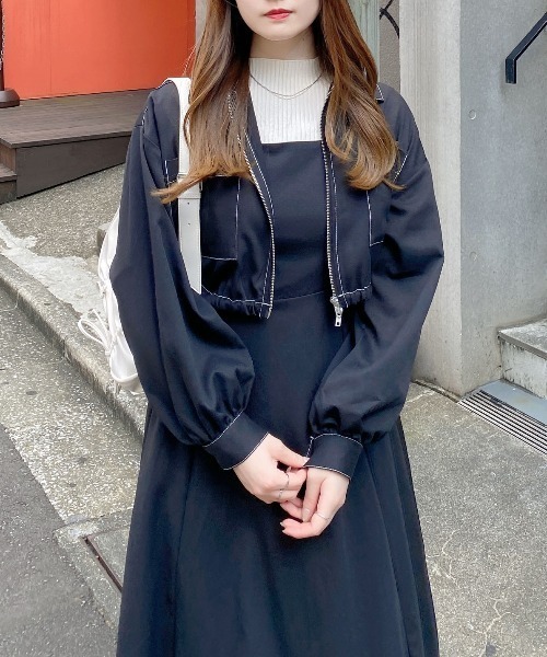 美品★ジャックバニー　ネイビー　ダウンジャケット＋ワンピ　セットアップ★サイズ１ アウター ジレ セットアップ[品番：HNSW0010294]｜Honeys（ハニーズ