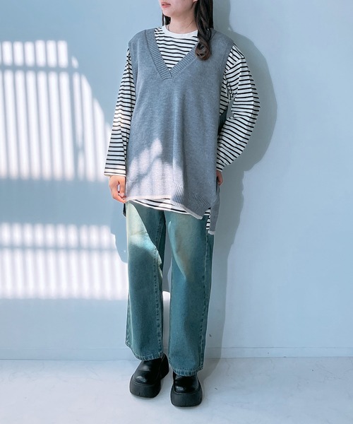 AS KNOW AS plus（アズノゥアズプラス）の「◇裾ラインコクーン オーバーサイズニットベスト（ベスト・レディース・ネイビー/杢グレー/カーキ/ライトベージュ・FREE）」の18枚目の写真