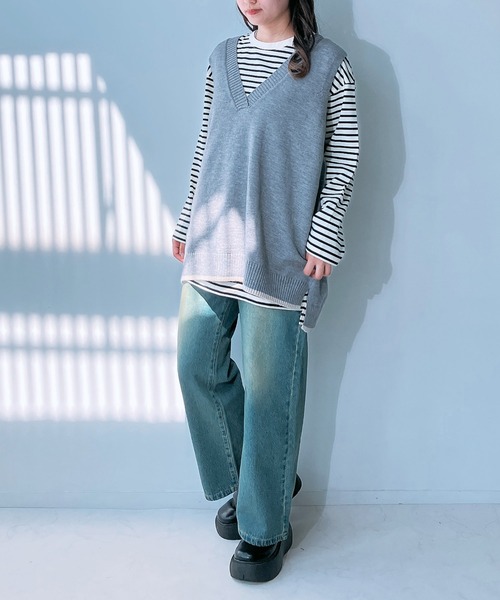 AS KNOW AS plus（アズノゥアズプラス）の「◇裾ラインコクーン オーバーサイズニットベスト（ベスト・レディース・ネイビー/杢グレー/カーキ/ライトベージュ・FREE）」の19枚目の写真