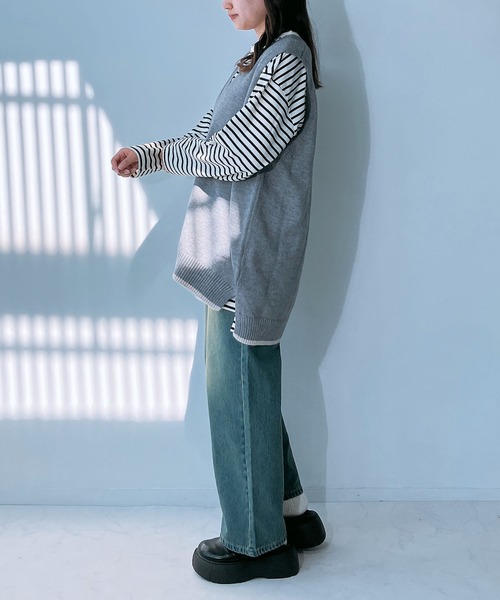 AS KNOW AS plus（アズノゥアズプラス）の「◇裾ラインコクーン オーバーサイズニットベスト（ベスト・レディース・ネイビー/杢グレー/カーキ/ライトベージュ・FREE）」の20枚目の写真