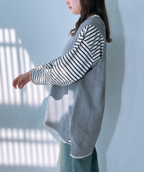 AS KNOW AS plus（アズノゥアズプラス）の「◇裾ラインコクーン オーバーサイズニットベスト（ベスト・レディース・ネイビー/杢グレー/カーキ/ライトベージュ・FREE）」の16枚目の写真