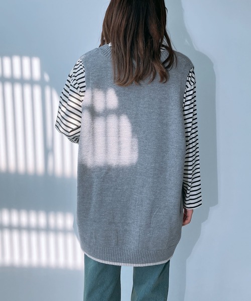 AS KNOW AS plus（アズノゥアズプラス）の「◇裾ラインコクーン オーバーサイズニットベスト（ベスト・レディース・ネイビー/杢グレー/カーキ/ライトベージュ・FREE）」の17枚目の写真