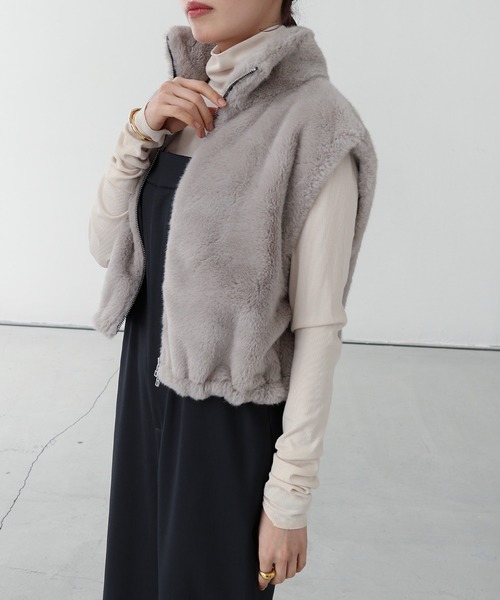 フェイクファーショートベスト（ベスト）｜evernavy（エバーネイビー