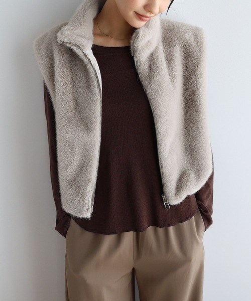 セール】フェイクファーショートベスト（ベスト）｜evernavy（エバー
