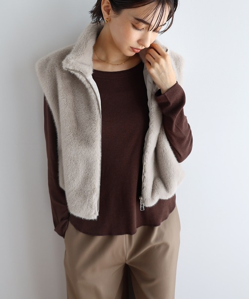 フェイクファーショートベスト（ベスト）｜evernavy（エバーネイビー