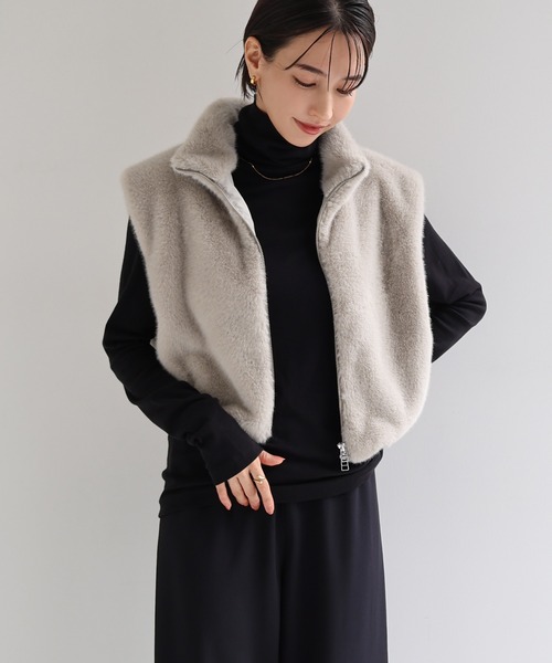 フェイクファー ショートベスト フェイクファーショートベスト（ベスト）｜evernavy（エバーネイビー