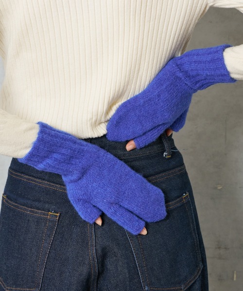 BIRTHDAY BAR(バースデイバー)の「リューズニット ふわふわな見た目が可愛い 3本指のミトン(手袋・レディース・グレー/ブルー/グリーン/オレンジ・フリー)」の4枚目の写真