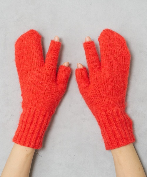 BIRTHDAY BAR(バースデイバー)の「リューズニット ふわふわな見た目が可愛い 3本指のミトン(手袋・レディース・グレー/ブルー/グリーン/オレンジ・フリー)」の16枚目の写真