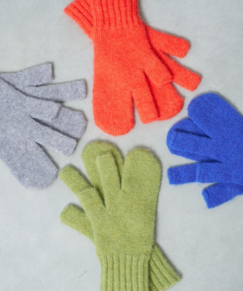 BIRTHDAY BAR(バースデイバー)の「リューズニット ふわふわな見た目が可愛い 3本指のミトン(手袋・レディース・グレー/ブルー/グリーン/オレンジ・フリー)」の5枚目の写真