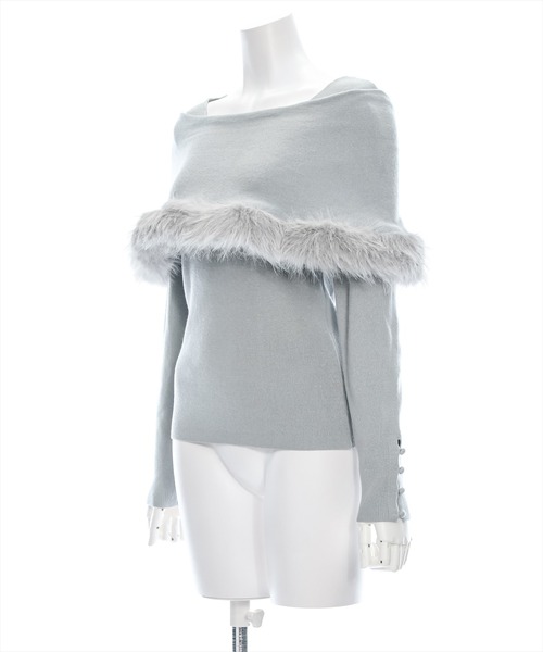 clear（クリア）の「ケープファーニットトップス [大人キレイめ 細見え エレガンススタイル]≪再入荷≫（ニット/セーター・レディース・アイボリー/ブラック/グレー・F）」の8枚目の写真